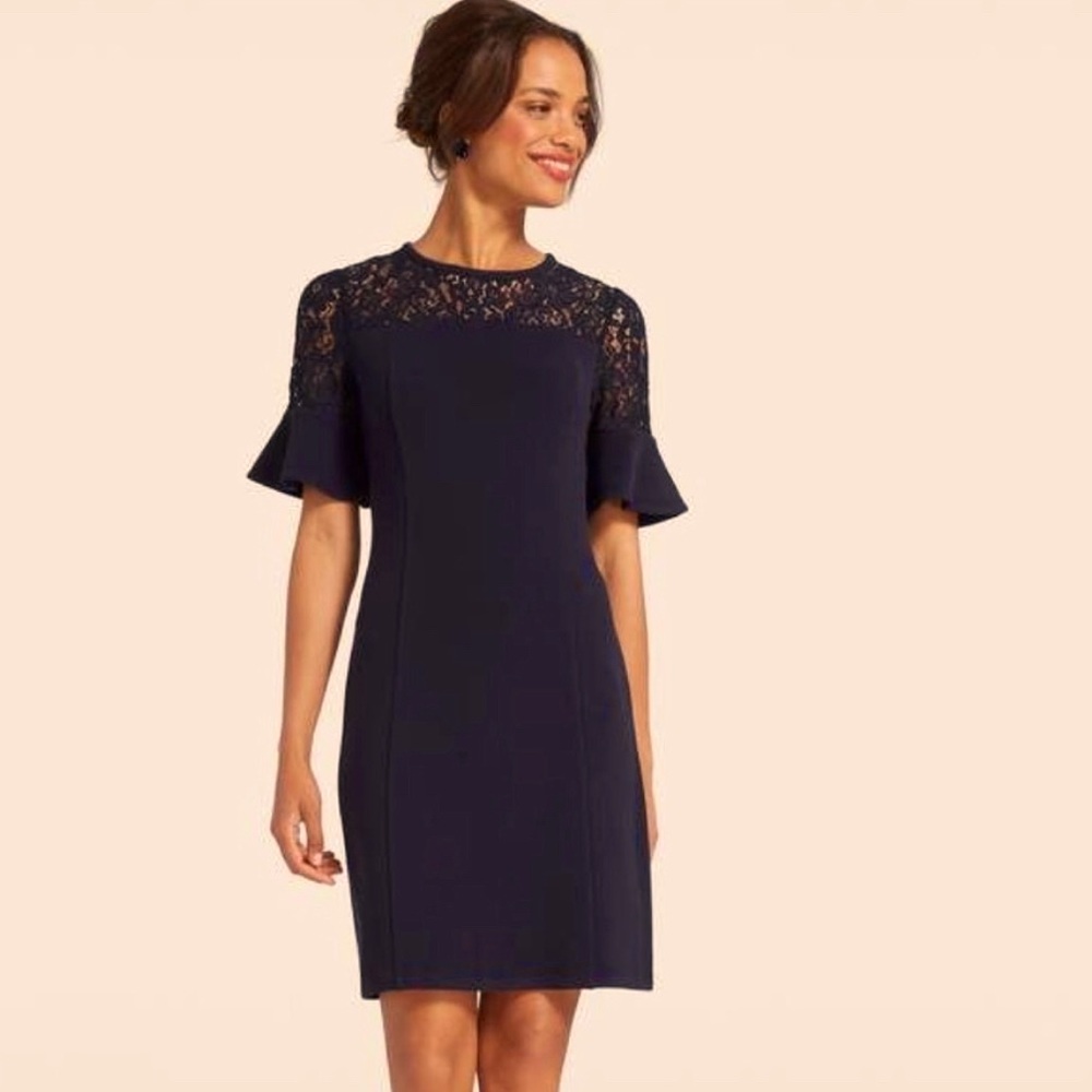 Draper James Solid Navy Flutter Sleeve worn once
